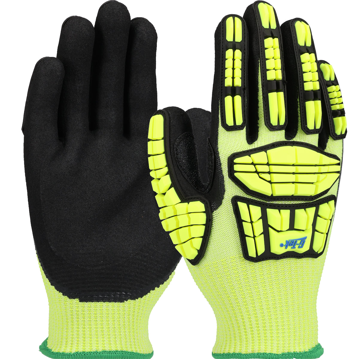 1CF7007NTPR Seamless Knit PolyKor® Blended Glove with Hi-Vis Impact Protection and Double-Dip Nitrile MicroSurface Grip on Palm & Fingers