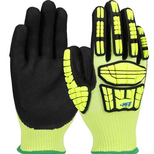 1CF7007NTPR Seamless Knit PolyKor® Blended Glove with Hi-Vis Impact Protection and Double-Dip Nitrile MicroSurface Grip on Palm & Fingers