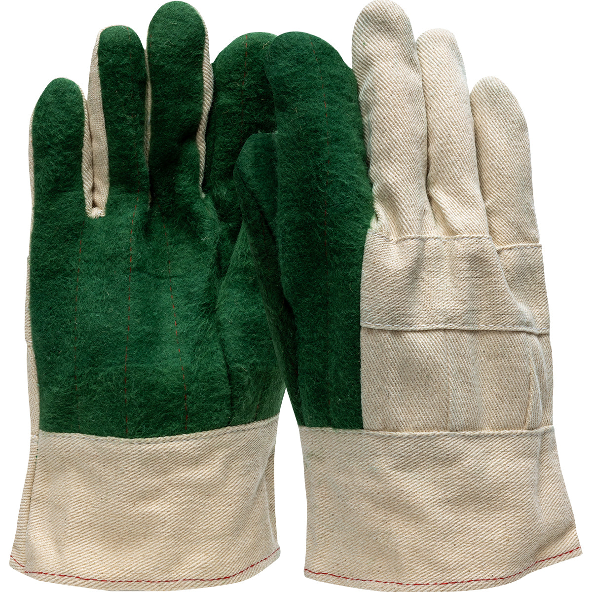 1JC3027 3-Ply Hot Mill Nap-Out Green Palm W Band Top Cuff Straight Thumb
