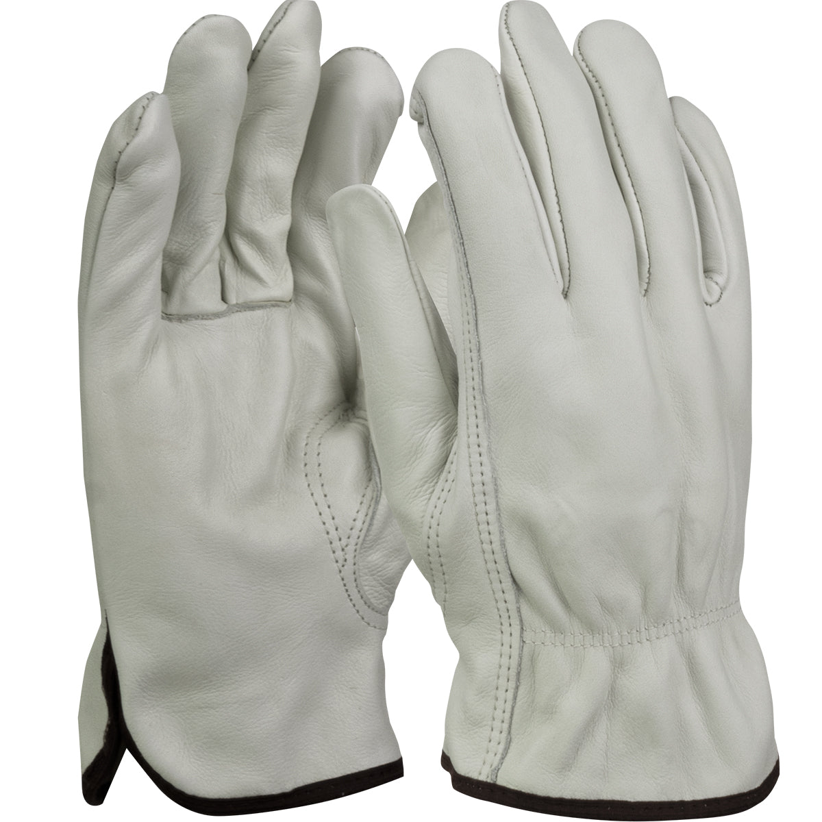 1JL6133 Top Grain Cowhide Leather Drivers Glove with White Waffle Knit Thermal Lining - Keystone Thumb