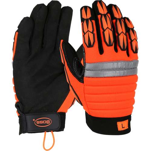 1JM400 Miners' Mechanic Synthetic Leather Palm with Foam Padded Back and Finger TPR Impact Protection