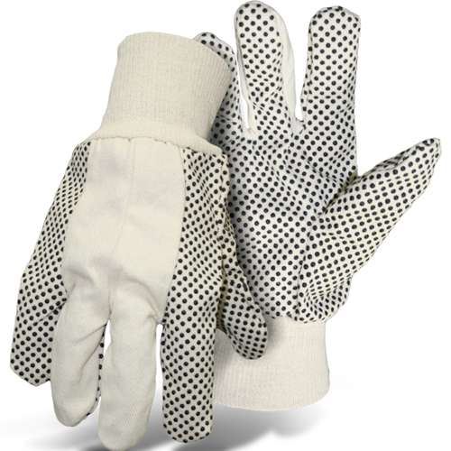 1JP5501 Economy Grade Cotton/Polyester Blend Glove with PVC Dotted Grip on Palm, Thumb, Index and Little Finger - 8 oz.