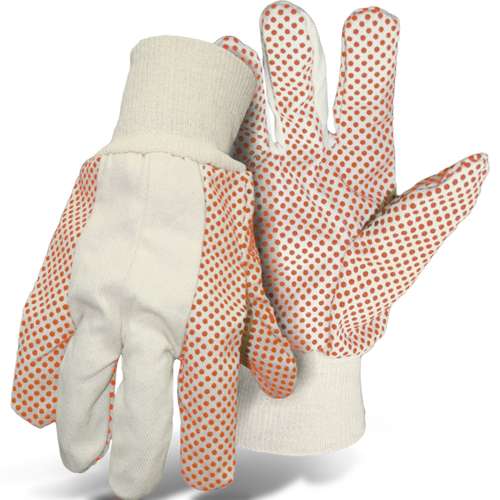 1JP5504 Premium Grade Cotton/Polyester Blend Glove with PVC Dotted Grip on Palm, Thumb, Index and Little Finger - 10 oz.
