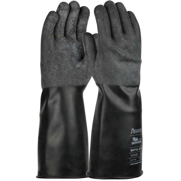 14" Long 25 Mil Butyl Rubber Glove with Rough-Grip