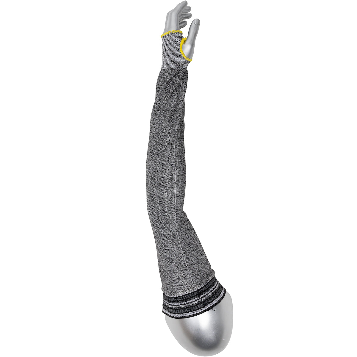20-S13ATA/PE4-T-BW ATA Technology 13-Gauge Standard Width Knit Sleeve, Knit Wrist, Thumb Hole, Gray, with Black/White Elastic