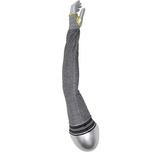 20-S13ATA/PE4-T-BW ATA Technology 13-Gauge Standard Width Knit Sleeve, Knit Wrist, Thumb Hole, Gray, with Black/White Elastic