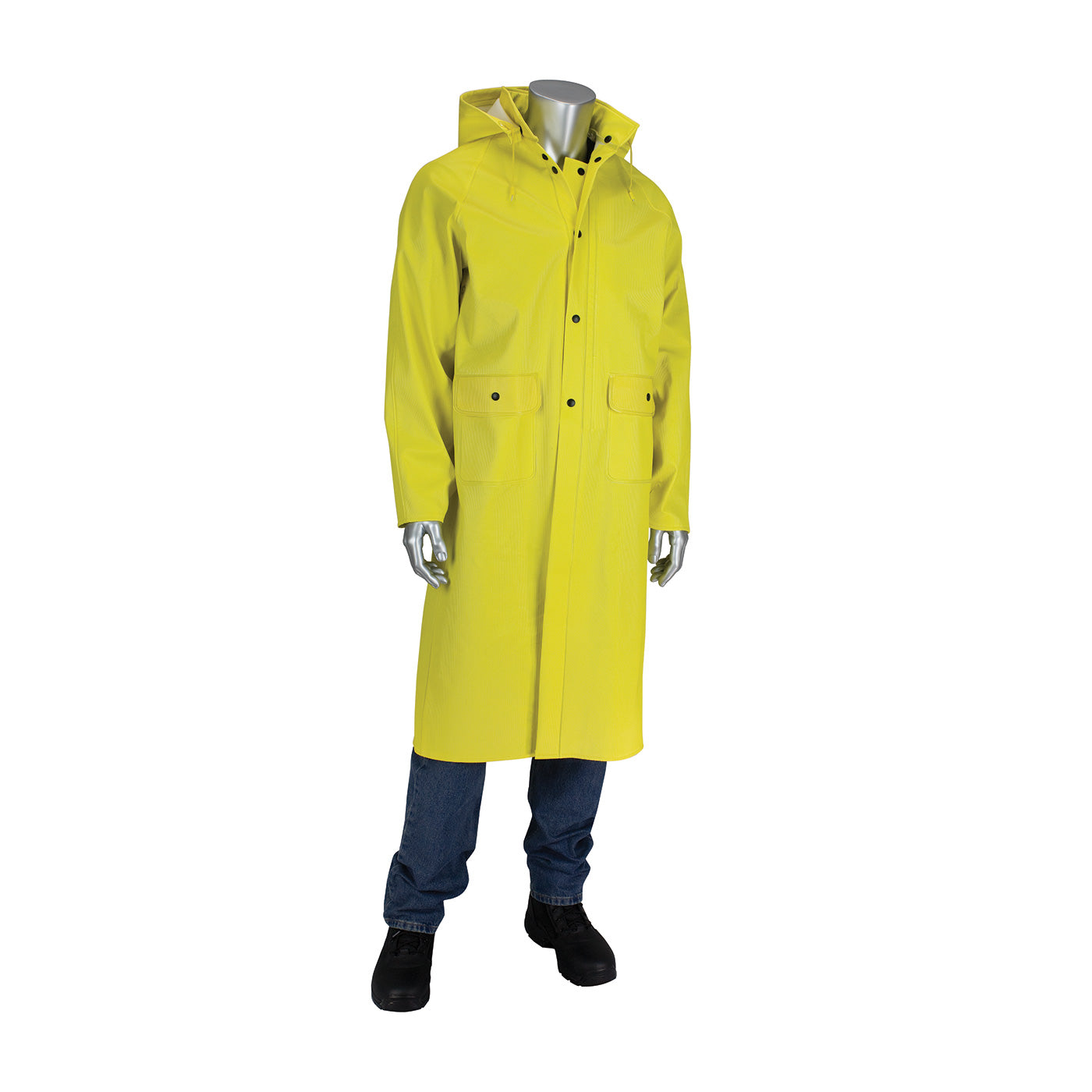 201-650C Ribbed PVC 48" Jacket with Hood - 0.65 mm
