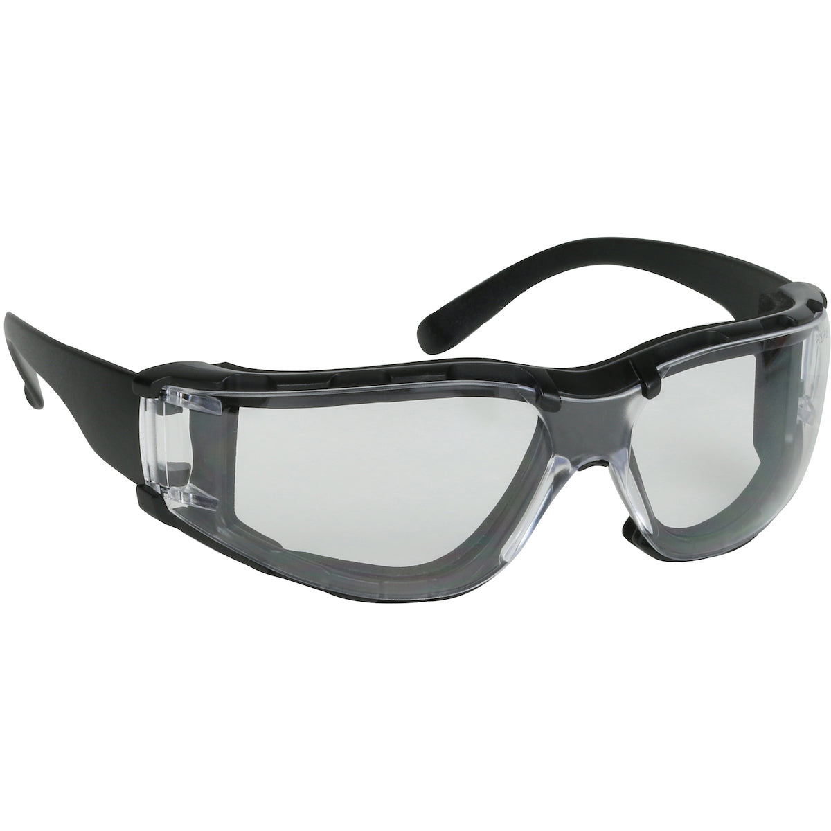 250-00-F020 Rimless Safety Glasses with Black Temple, Clear Lens, Foam Padding and Anti-Scratch / Anti-Fog Coating