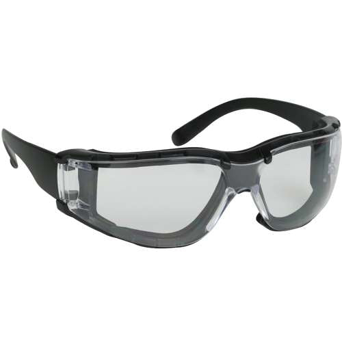 250-00-F020 Rimless Safety Glasses with Black Temple, Clear Lens, Foam Padding and Anti-Scratch / Anti-Fog Coating