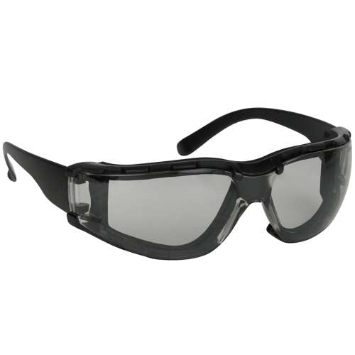 250-00-F051 Rimless Safety Glasses with Black Temple, Light Gray Lens, Foam Padding and Anti-Scratch / Anti-Fog Coating