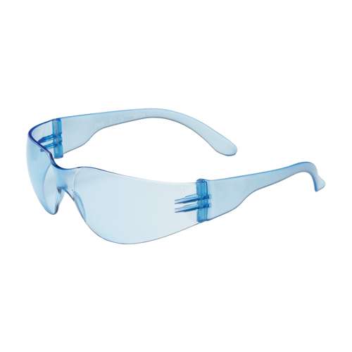250-01-5503 Rimless Safety Glasses with Light Blue Temple, Light Blue Lens and Anti-Scratch Coating
