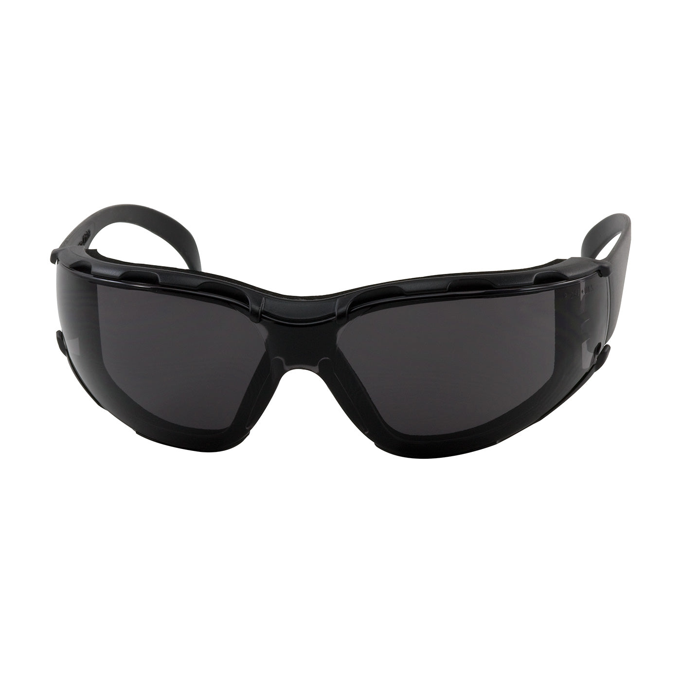 250-01-F021 Rimless Safety Glasses with Black Temple, Gray Lens, Foam Padding and Anti-Scratch / Anti-Fog Coating