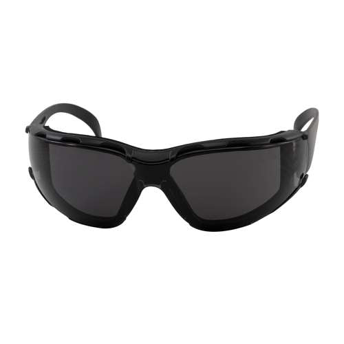 250-01-F021 Rimless Safety Glasses with Black Temple, Gray Lens, Foam Padding and Anti-Scratch / Anti-Fog Coating