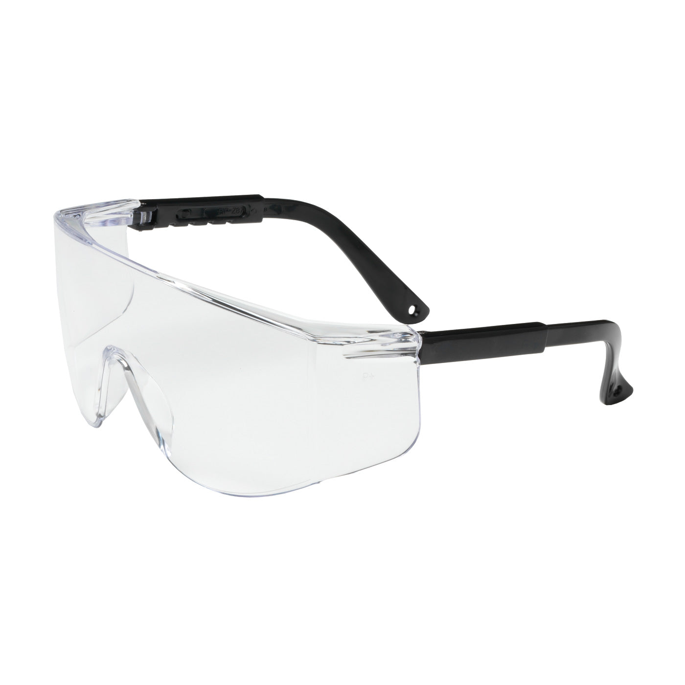 250-03-0000 OTG Rimless Safety Glasses with Black Temple, Clear Lens and Anti-Scratch Coating