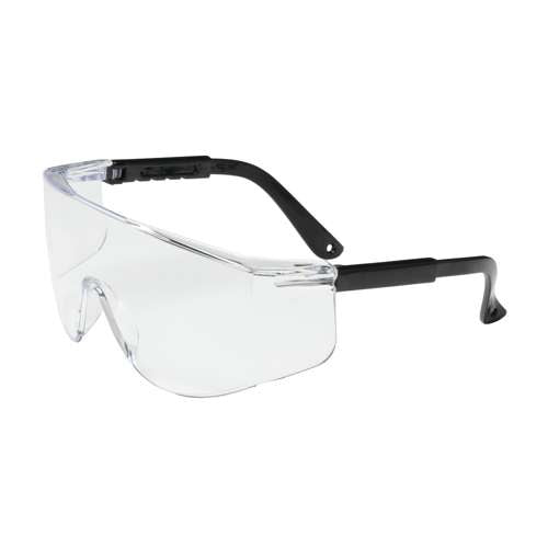 250-03-0000 OTG Rimless Safety Glasses with Black Temple, Clear Lens and Anti-Scratch Coating