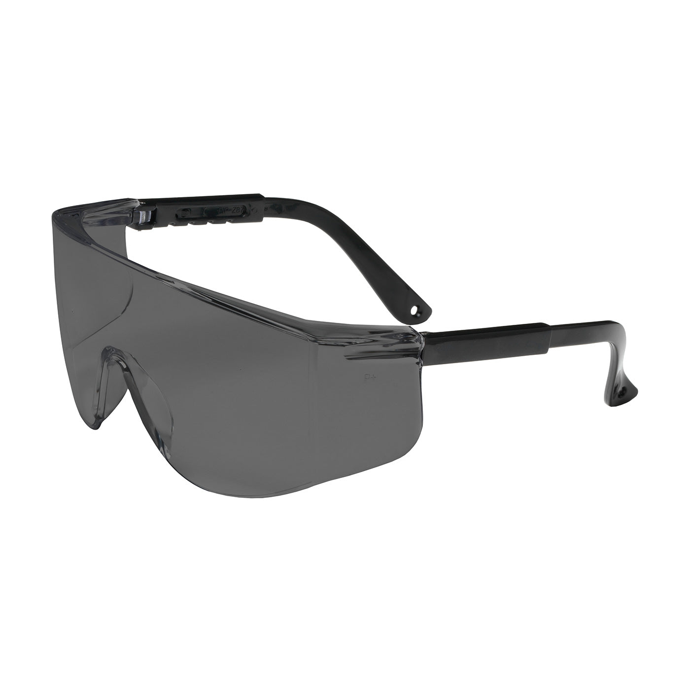250-03-0001 OTG Rimless Safety Glasses with Black Temple, Gray Lens and Anti-Scratch Coating