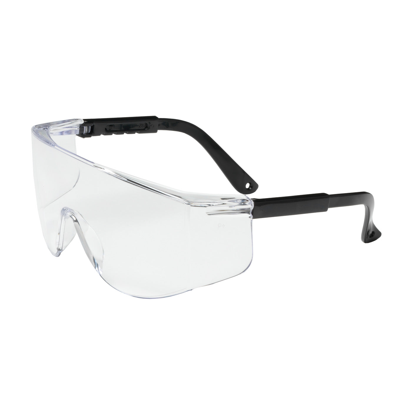 250-03-0080 OTG Rimless Safety Glasses with Black Temple and Clear Lens
