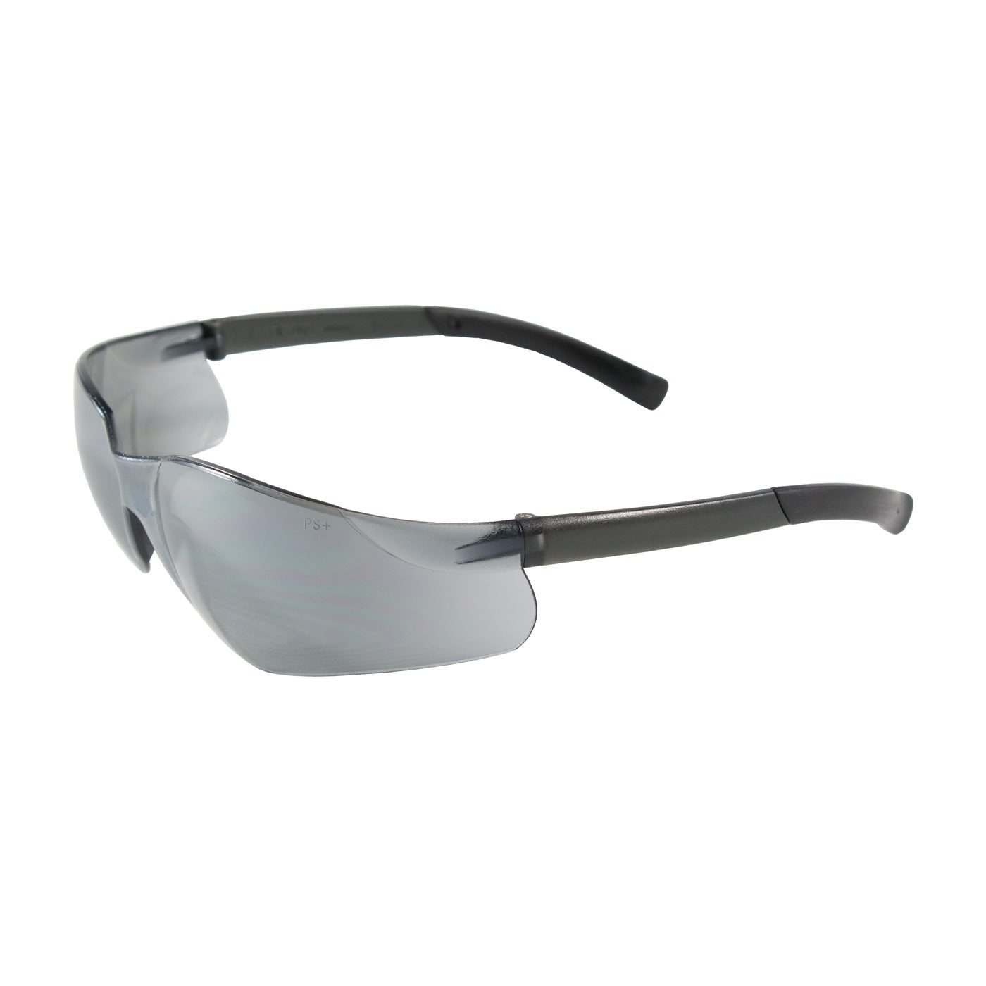 250-06-0005 Rimless Safety Glasses with Black Temple, Silver Mirror Lens and Anti-Scratch Coating