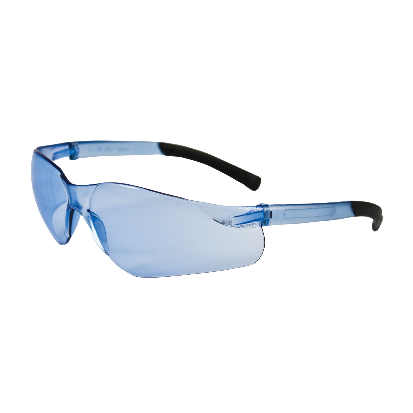 250-06-5503 Rimless Safety Glasses with Light Blue Temple, Light Blue Lens and Anti-Scratch Coating
