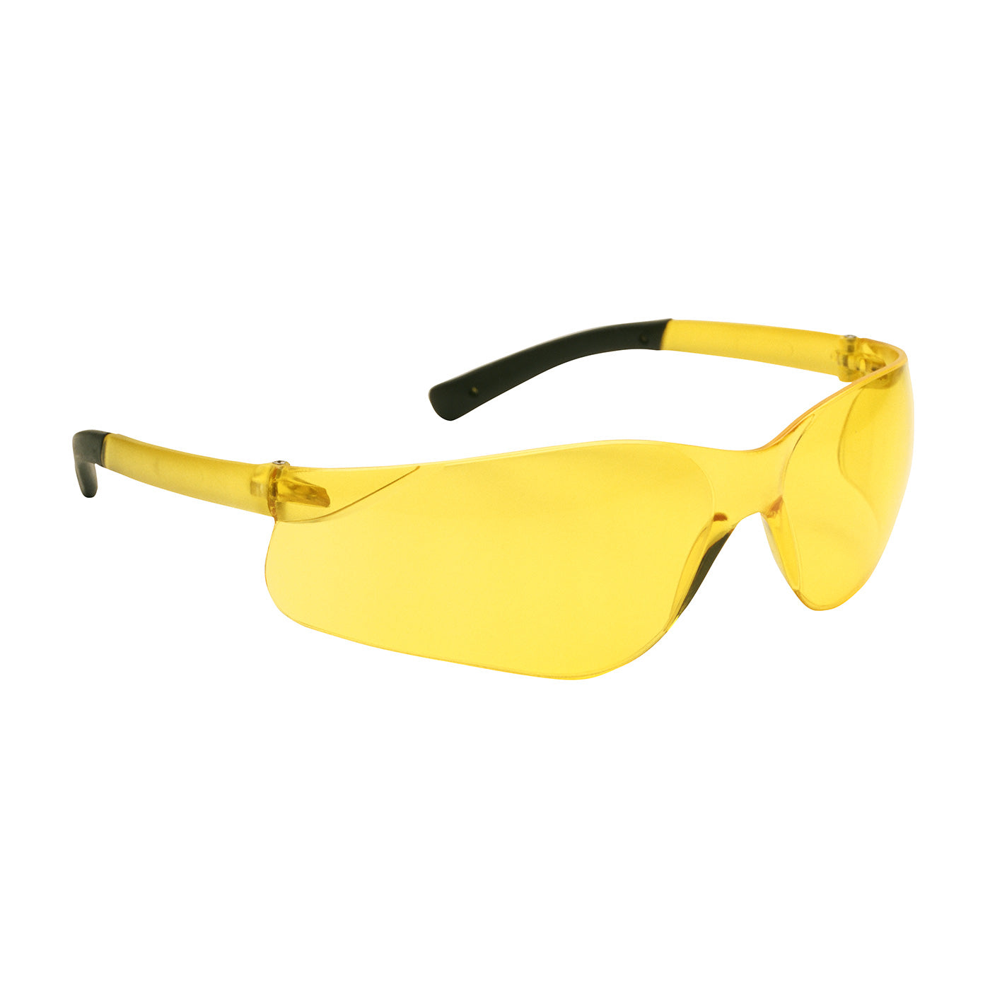 250-06-5509 Rimless Safety Glasses with Amber Temple, Amber Lens and Anti-Scratch Coating