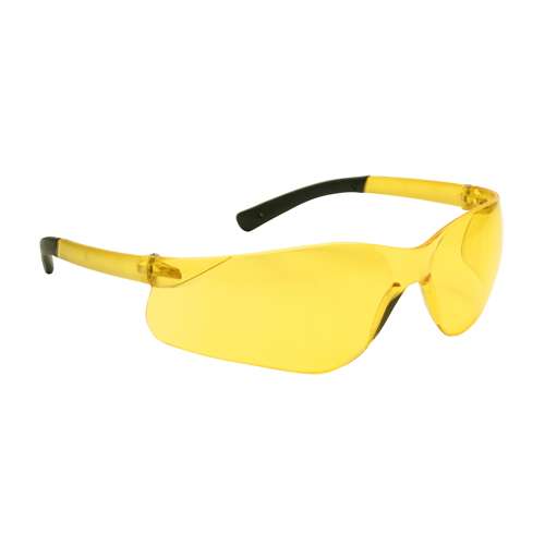 250-06-5509 Rimless Safety Glasses with Amber Temple, Amber Lens and Anti-Scratch Coating