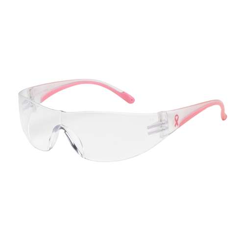 250-10-0900 Rimless Safety Glasses with Clear / Pink Temple, Clear Lens and Anti-Scratch Coating