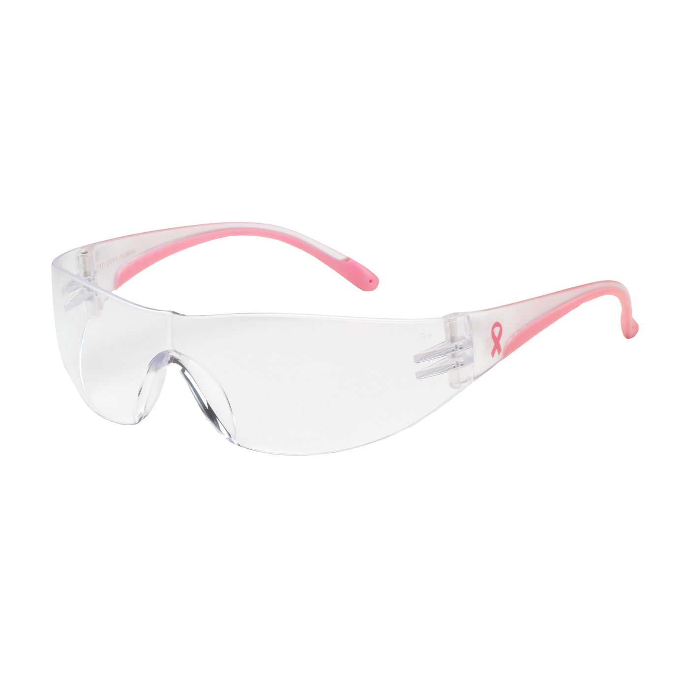 250-10-0920 Rimless Safety Glasses with Clear / Pink Temple, Clear Lens and Anti-Scratch / Anti-Fog Coating