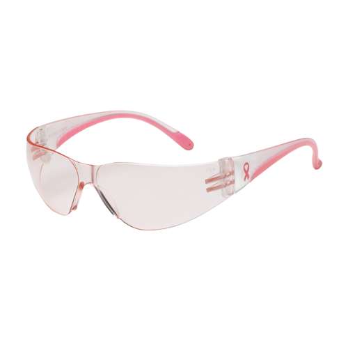 250-11-0904 Rimless Safety Glasses with Clear / Pink Temple, Pink Lens and Anti-Scratch Coating