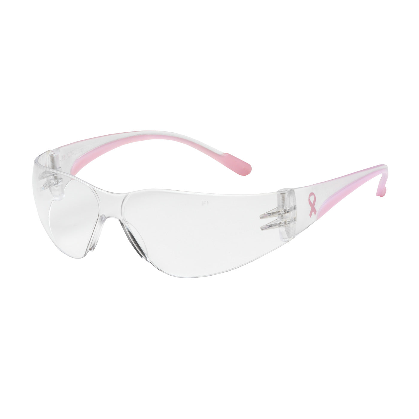 250-11-0920 Rimless Safety Glasses with Clear / Pink Temple, Clear Lens and Anti-Scratch / Anti-Fog Coating