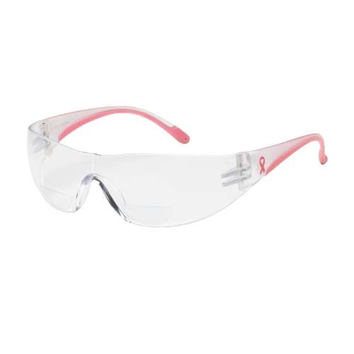 250-12-0125 Rimless Safety Readers with Clear / Pink Temple, Clear Lens and Anti-Scratch Coating - +1.25 Diopter