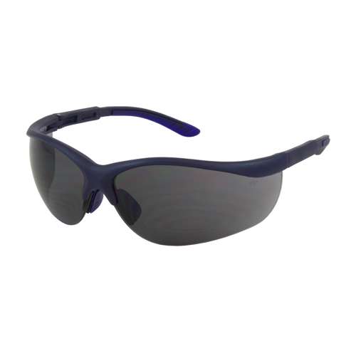 250-21-0101 Semi-Rimless Safety Glasses with Blue Frame, Gray Lens and Anti-Scratch Coating