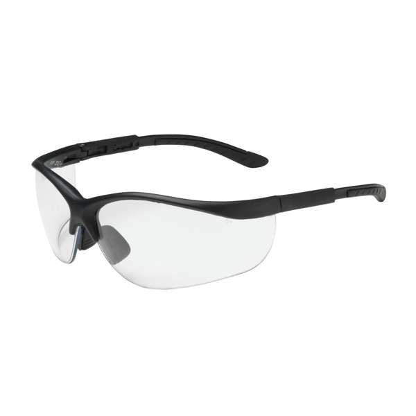 250-21-0400 Semi-Rimless Safety Glasses with Black Frame, Clear Lens and Anti-Scratch Coating