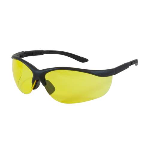 250-21-0409 Semi-Rimless Safety Glasses with Black Frame, Amber Lens and Anti-Scratch Coating