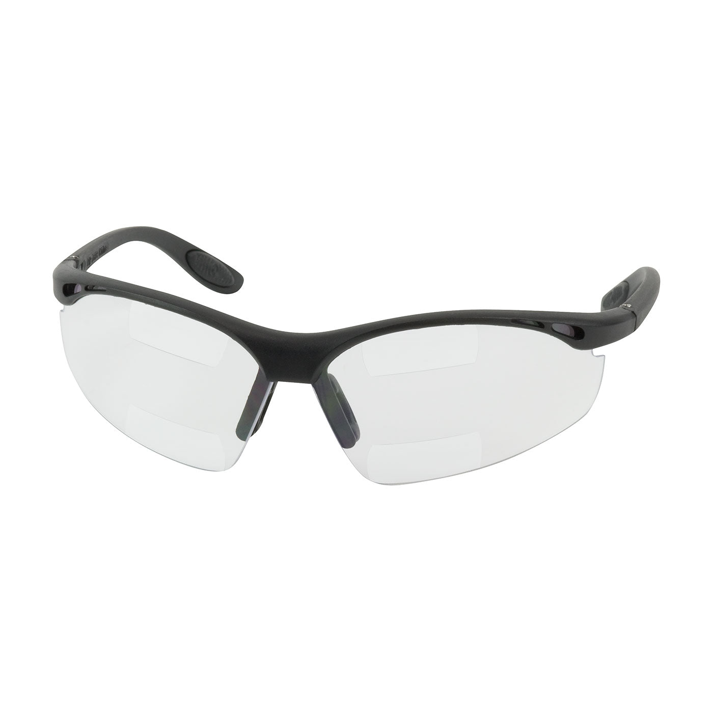 250-25-1515 Semi-Rimless Safety Readers with Black Frame, Clear Lens and Anti-Scratch / Anti-Fog Coating - Dual +1.50 Diopter