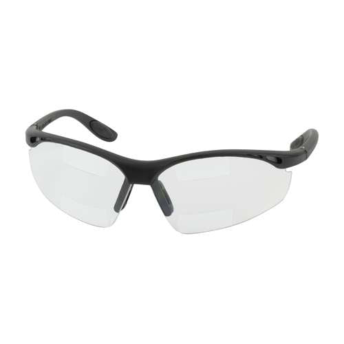 250-25-2525 Semi-Rimless Safety Readers with Black Frame, Clear Lens and Anti-Scratch / Anti-Fog Coating - Dual +2.50 Diopter