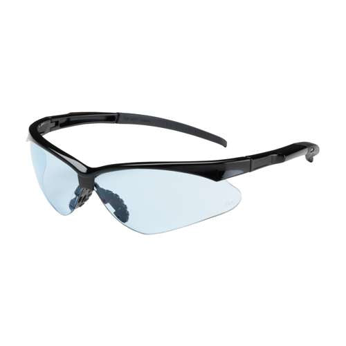 250-28-0003 Semi-Rimless Safety Glasses with Black Frame, Light Blue Lens and Anti-Scratch Coating