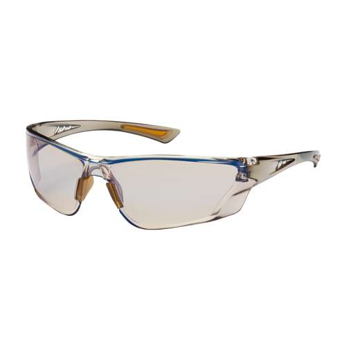250-32-0226 Rimless Safety Glasses with Translucent Brown Temple, I/O Blue Lens and Anti-Scratch / Anti-Fog Coating