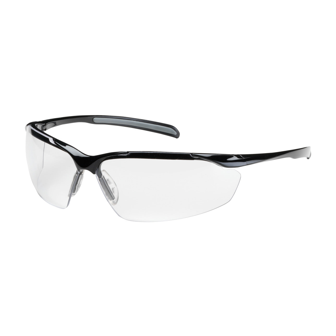 250-33-0010 Semi-Rimless Safety Glasses with Gloss Black Frame, Clear Lens and Anti-Scratch / Anti-Reflective Coating