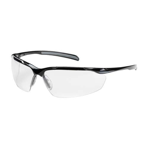 250-33-0010 Semi-Rimless Safety Glasses with Gloss Black Frame, Clear Lens and Anti-Scratch / Anti-Reflective Coating