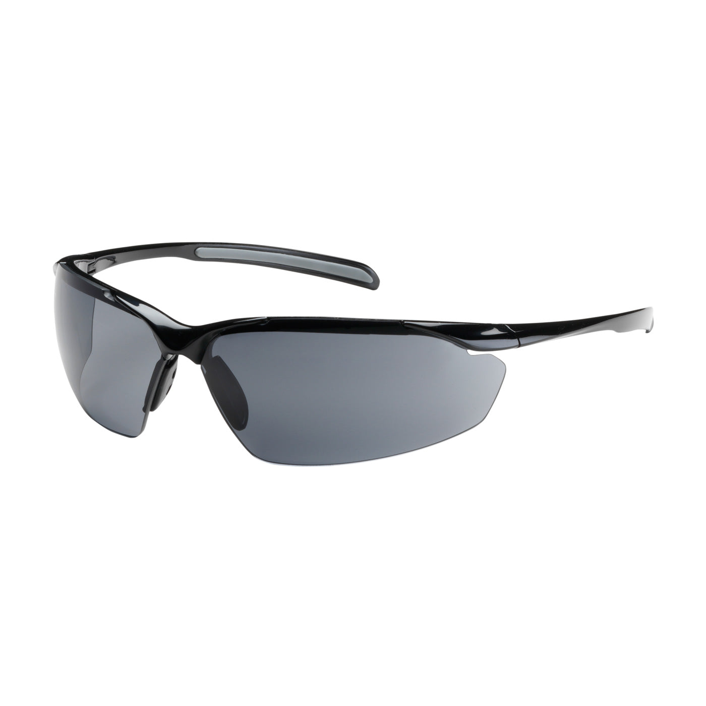 250-33-0021 Semi-Rimless Safety Glasses with Gloss Black Frame, Gray Lens and Anti-Scratch / Anti-Fog Coating