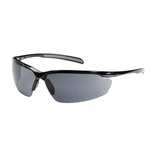 250-33-0021 Semi-Rimless Safety Glasses with Gloss Black Frame, Gray Lens and Anti-Scratch / Anti-Fog Coating