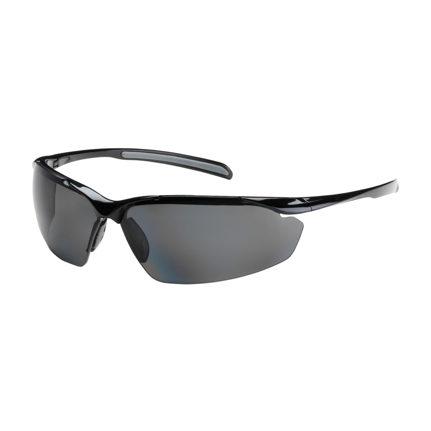 250-33-0041 Semi-Rimless Safety Glasses with Gloss Black Frame, Polarized Gray Lens and Anti-Scratch Coating