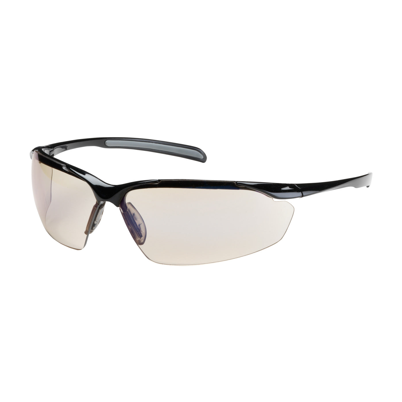 250-33-0226 Semi-Rimless Safety Glasses with Gloss Black Frame, I/O Blue Lens and Anti-Scratch / Anti-Fog Coating