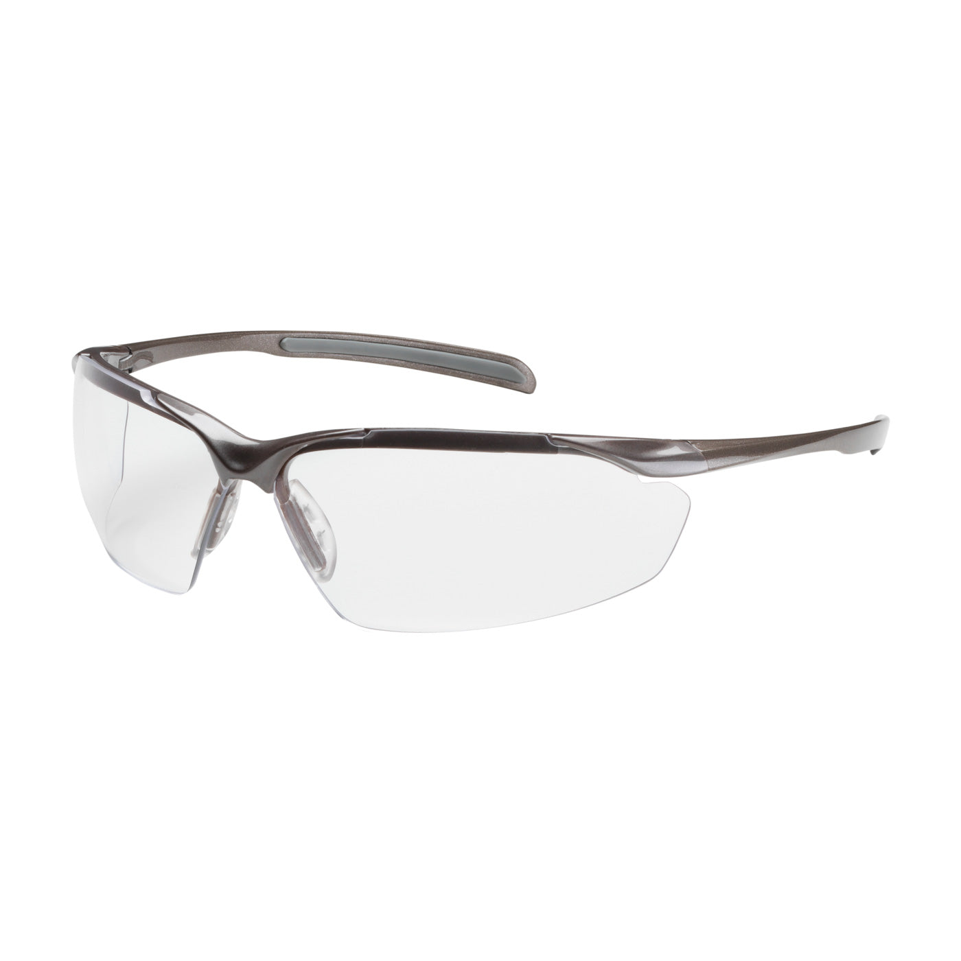250-33-1010 Semi-Rimless Safety Glasses with Gloss Bronze Frame, Clear Lens and Anti-Scratch / Anti-Reflective Coating