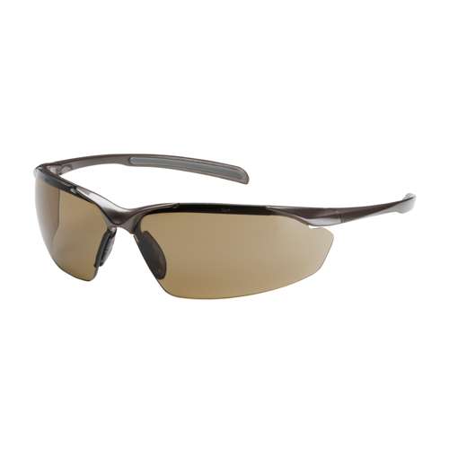 250-33-1024 Semi-Rimless Safety Glasses with Gloss Bronze Frame, Brown Lens and Anti-Scratch / Anti-Fog Coating