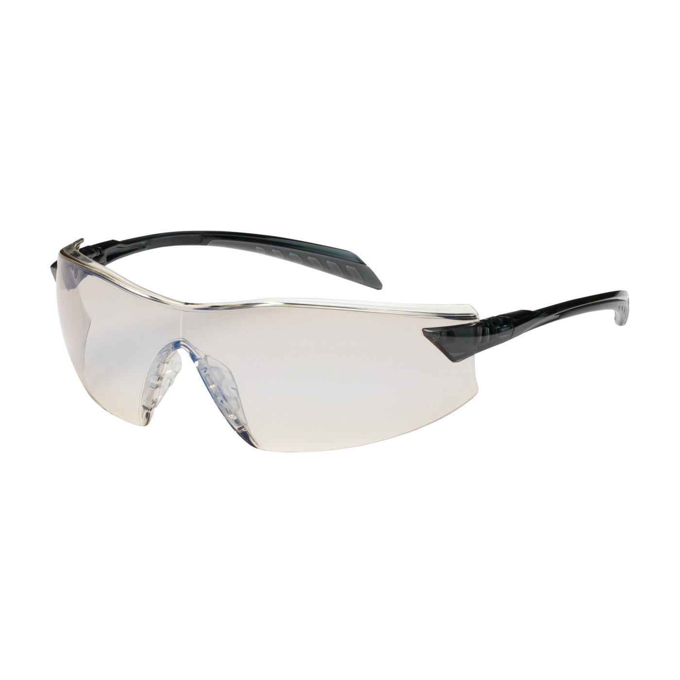 250-45-0226 Rimless Safety Glasses with Gray Temple, I/O Blue Lens and Anti-Scratch / Anti-Fog Coating