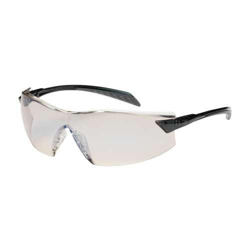 250-45-0226 Rimless Safety Glasses with Gray Temple, I/O Blue Lens and Anti-Scratch / Anti-Fog Coating