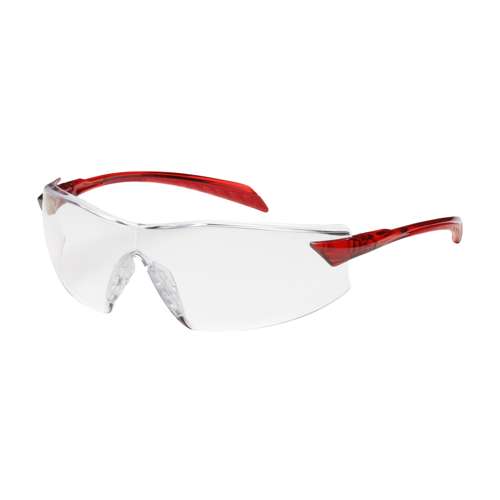 250-45-1010 Rimless Safety Glasses with Red Temple, Clear Lens and Anti-Scratch / Anti-Reflective Coating