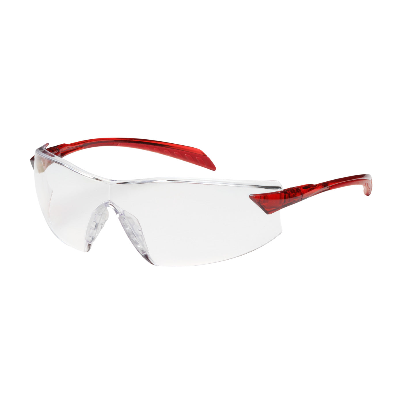 250-45-1020 Rimless Safety Glasses with Red Temple, Clear Lens and Anti-Scratch / Anti-Fog Coating