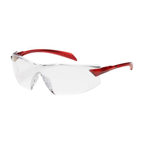 250-45-1020 Rimless Safety Glasses with Red Temple, Clear Lens and Anti-Scratch / Anti-Fog Coating